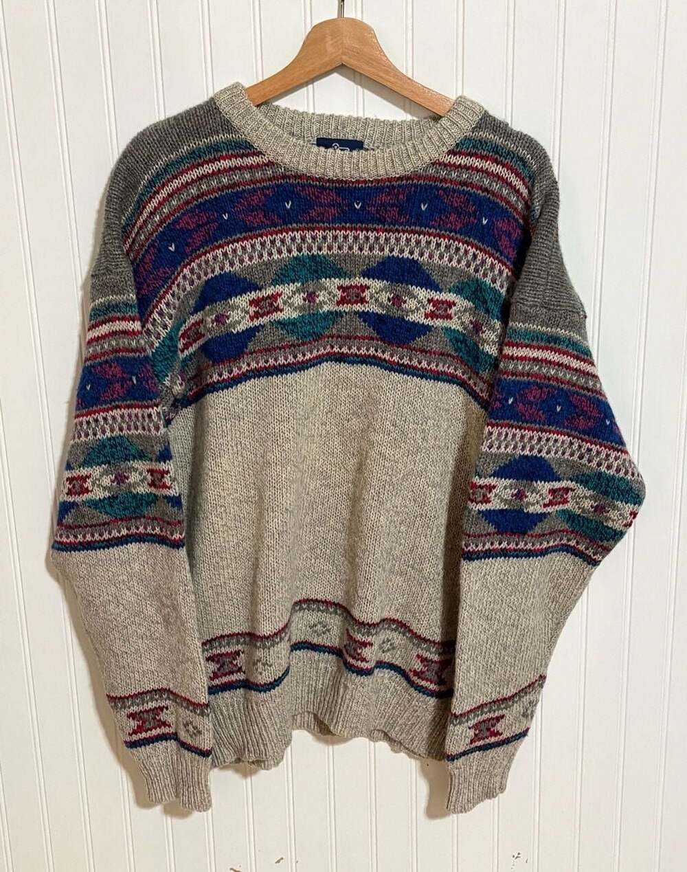 Vintage Woolrich Aztec Pattern Wool Knit Crewneck Sweater Mens XL